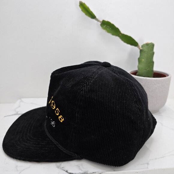 vintage 90s | black corduroy retro rope accent baseball hat | unisex - Picture 4 of 8